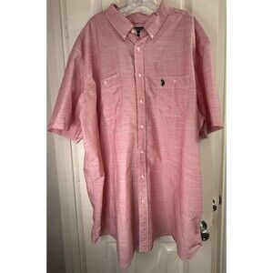 U.S. Polo Assn Men’s 3XLT Pink Button Down Shirt Short Sleeve Cotton Blend